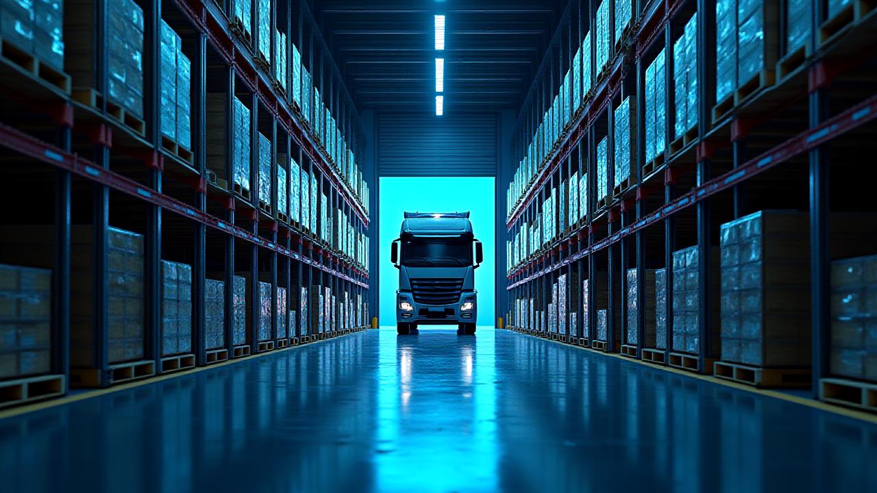 Organized modern manufacturing loading dock with freight activity