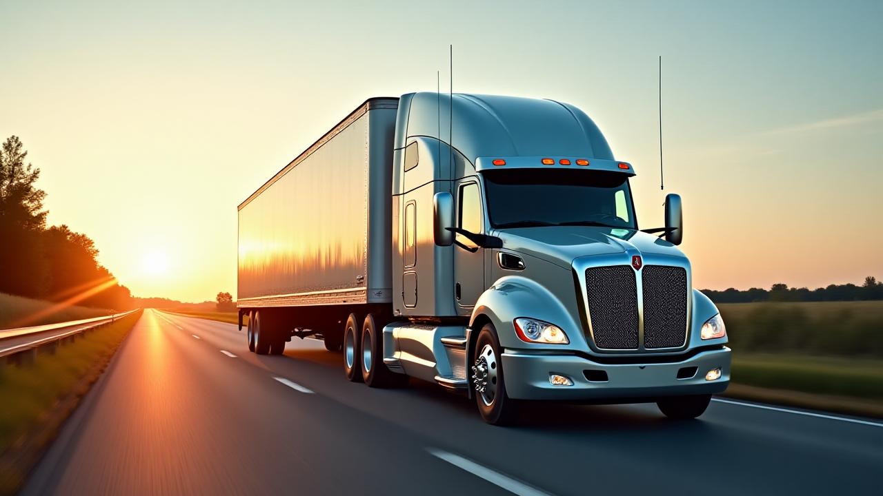 Modern RJ Trucking 53-foot dry van trailer on a clean highway